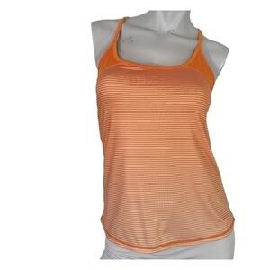 Orangetheory WMS SZ S Tank Top Striped Strappy Racerback Athletic Orange White